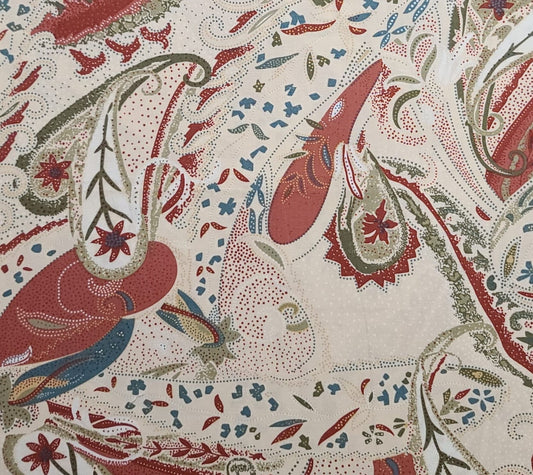 Rendezvous Exclusively Quilter's 2008 - Beige Fabric / Rust, Teal, Cream, Coral, Olive Green, Giant Paisley Print