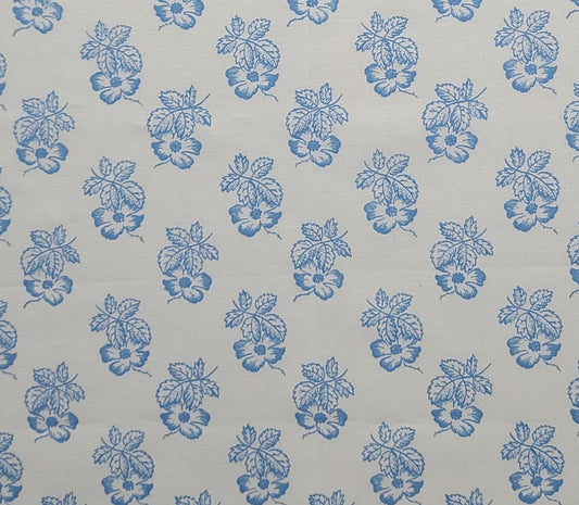 Pale Blue Fabric / Light Blue Flower Print - Selvage to Selvage Print