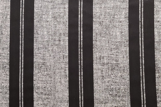 Black Stripe / Black and White Lightly Textured Multi Vertical Stripe (Parallel to Selvage) Fabric - Selvage to Selvage Print