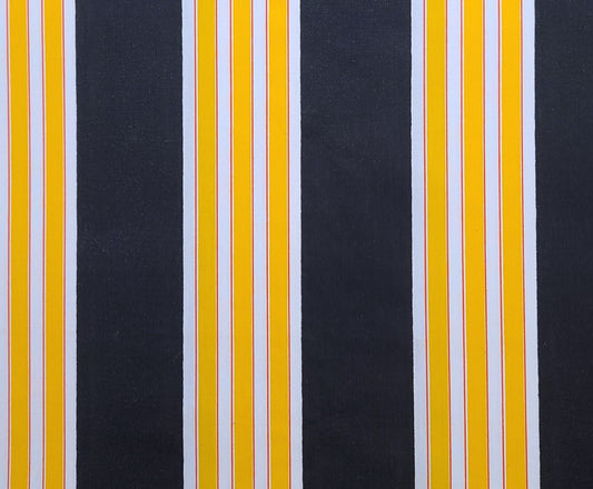 John Wolf Textiles Inc - Black, White, Dark Yellow, Red Multi Vertical Stripe (Parallel to Selvage) Fabric Home Dec Fabric - 45" Wide