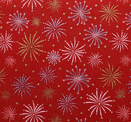 Riley Blake Designs Pattern SC14412 Sweet Freedom by Beverly McCullough 2023 - Fireworks Red Sparkle