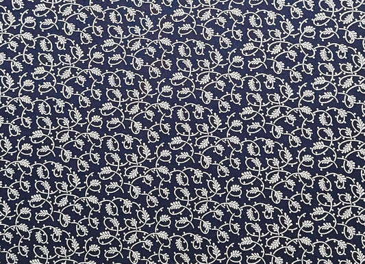 Marcus Bros Textiles Inc - Midnight Blue Fabric / White Scroll Print