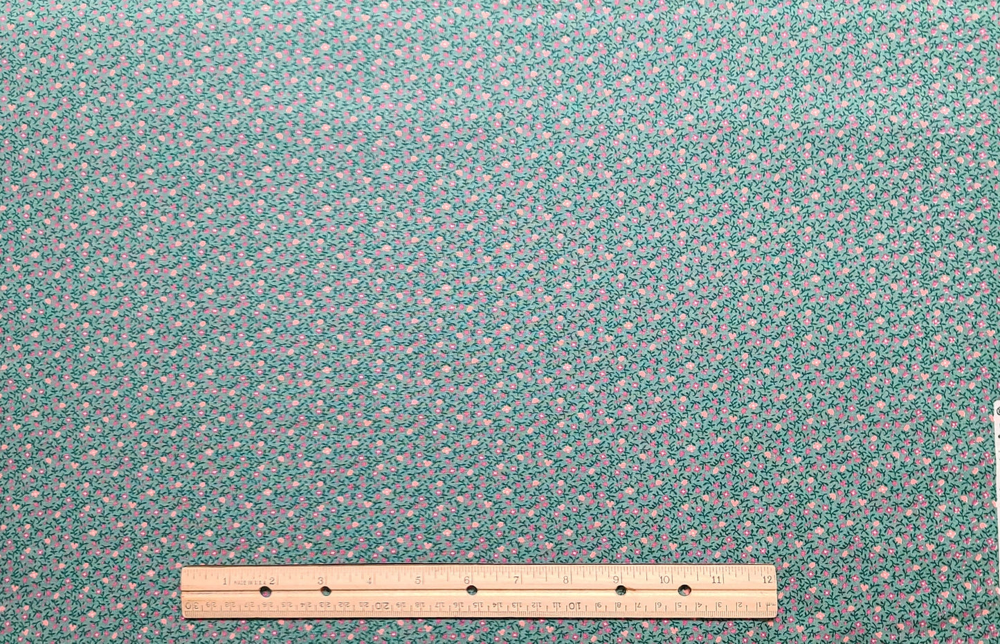 Wamsutta OTC A Div of M Lowenstein Corp - Mint Green Fabric / Pink and Rose Tiny Flower Print