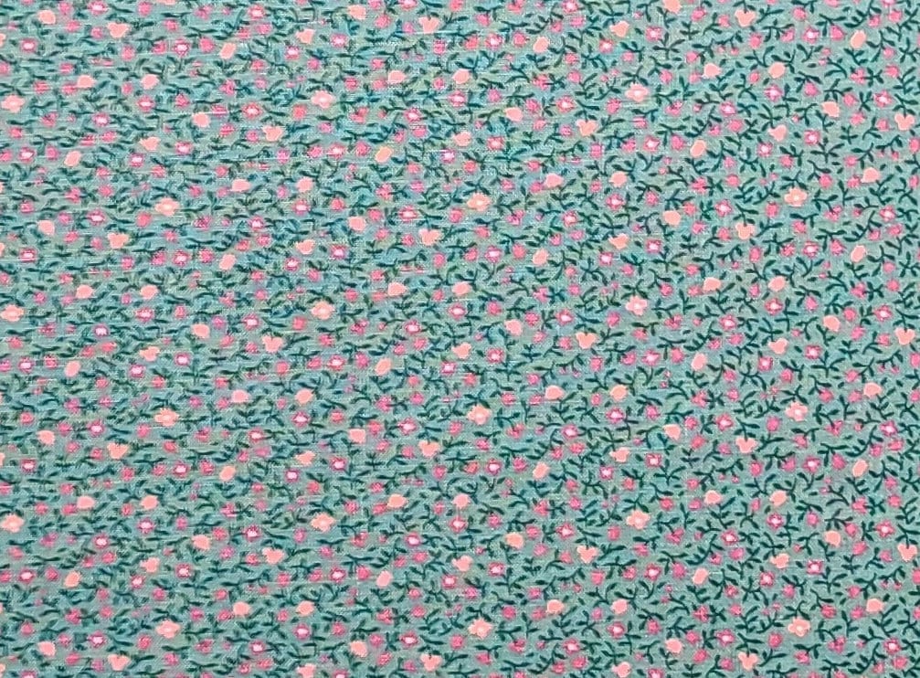 Wamsutta OTC A Div of M Lowenstein Corp - Mint Green Fabric / Pink and Rose Tiny Flower Print