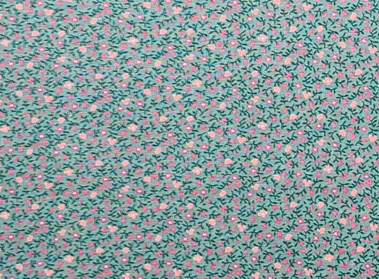 Wamsutta OTC A Div of M Lowenstein Corp - Mint Green Fabric / Pink and Rose Tiny Flower Print