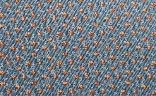 EOB - Country Essentials Fall by Connecting Threads 2007 - Country Blue Patterned Fabric / Tossed Brown and Tan Mini Pumpkin Print