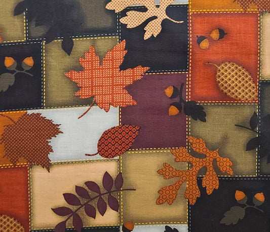 CP24614 Leaf Patch Springs Creative Product Group - Autumnal Colored Cheater Cloth Fabric / Acorns, Maple Leaf