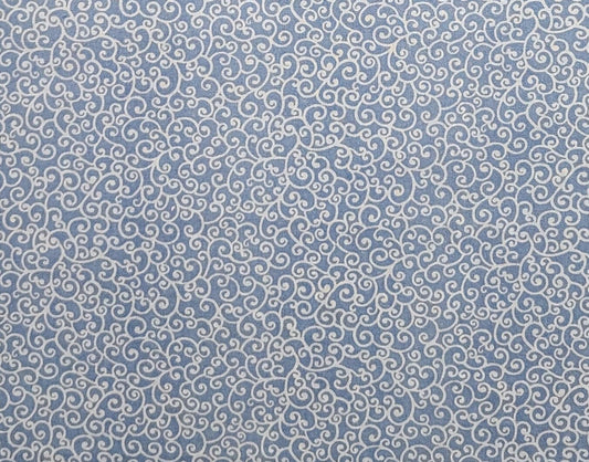 Light Blue Fabric / Tone-on-Tone Scroll Pattern - Selvage to Selvage Print