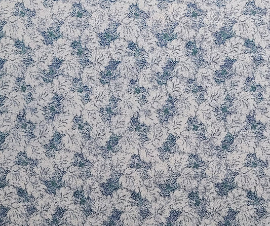 Screen Print D#1147 - Light Blue Fabric / Teal and Dark Blue Flower Print