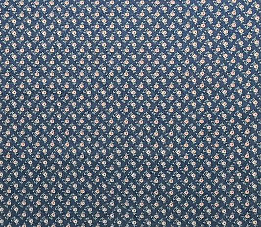 EOB - Joan Kessler for Concord Fabric - Blue Fabric / Tiny Pink Flower Print