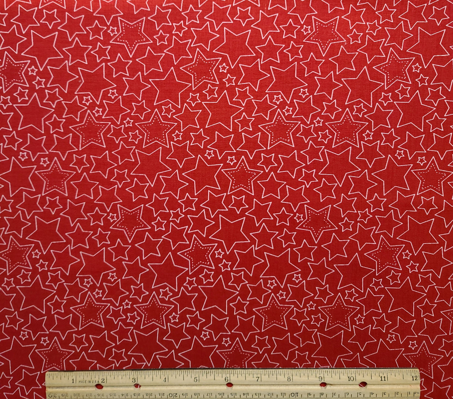 Riley Blake Designs Pattern C14414 Sweet Freedom by Beverly McCullough 2023 - Stars Red - Red Fabric / White Outlined Star Print